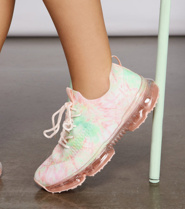 Keepin' Knit Retro Tie Dye Sneakers is a trendy pick to create 2023 concert outfits, festival dresses, outfits for raves, or to complete your best party outfits or clubwear!