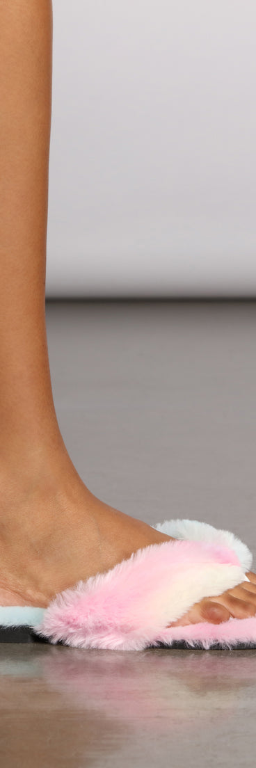 Pastel Fuzzy Thong Strap Slippers are chic ladies' shoes to complete your best 2023 outfits. They come in a variety of trendy women's shoe styles like platforms and dressy low-heels, & are available in wide widths for better comfort.