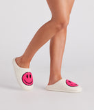 Be Happy Face Faux Sherpa Slippers are chic ladies' shoes to complete your best 2023 outfits. They come in a variety of trendy women's shoe styles like platforms and dressy low-heels, & are available in wide widths for better comfort.