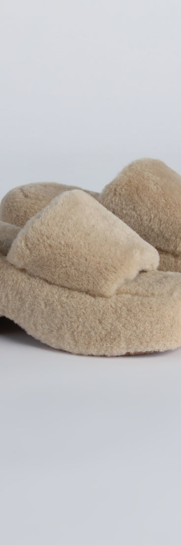 Hello Fabulous Fuzzy Platform Slippers
