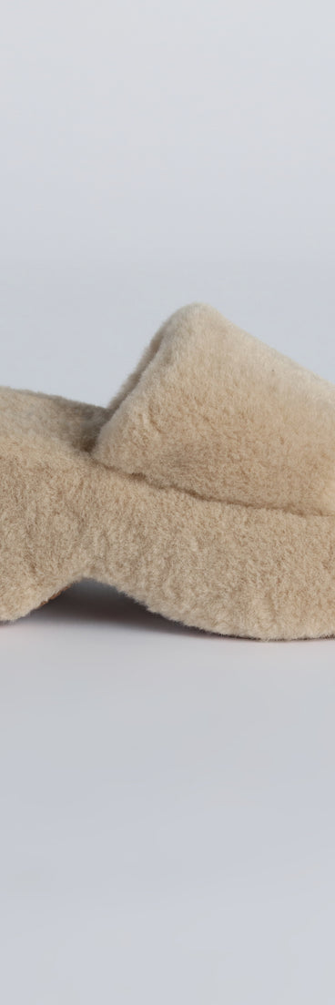 Hello Fabulous Fuzzy Platform Slippers