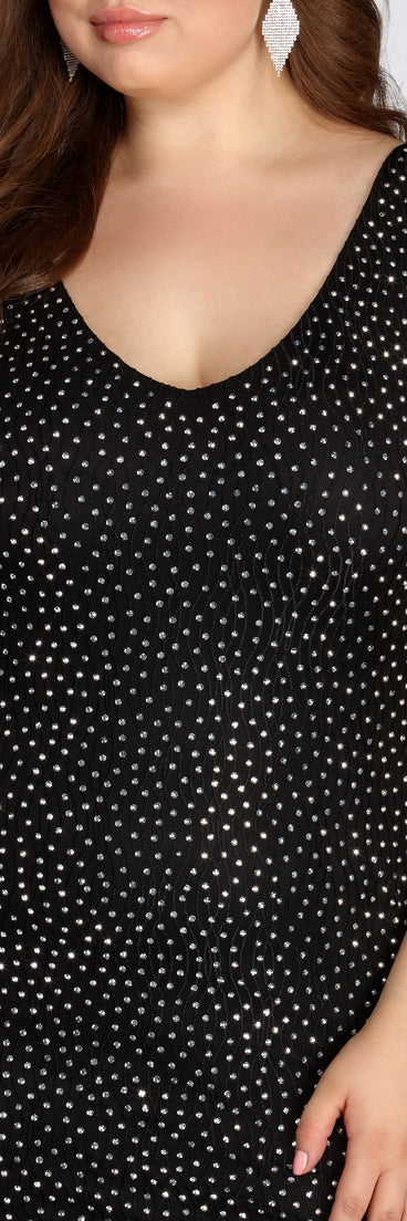 Plus Allegra Studded Cocktail Dress provides gorgeous formal dress style to feel beautiful for Homecoming 2023, Bridesmaids, Wedding Guests, Winter Formal Dance, Military Balls, and Prom.