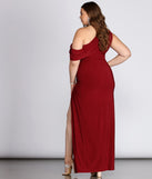 Plus Kaleigh Off Shoulder Dress is a stunning choice for a bridesmaid dress or maid of honor dress, and to feel beautiful at Homecoming 2023, fall or winter weddings, formals, & military balls!
