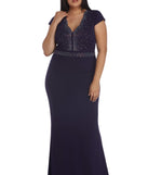 Plus Emmeline Crepe Scalloped Dress provides gorgeous formal dress style to feel beautiful for Homecoming 2023, Bridesmaids, Wedding Guests, Winter Formal Dance, Military Balls, and Prom.