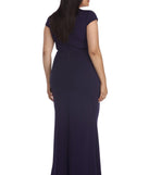 Plus Emmeline Crepe Scalloped Dress provides gorgeous formal dress style to feel beautiful for Homecoming 2023, Bridesmaids, Wedding Guests, Winter Formal Dance, Military Balls, and Prom.