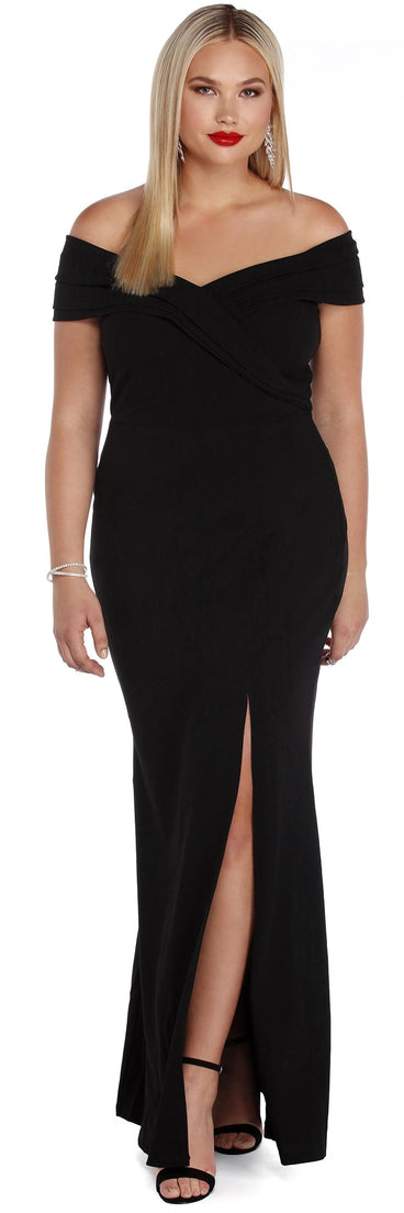 Plus Dianna Evening Wrap Dress provides gorgeous formal dress style to feel beautiful for Homecoming 2023, Bridesmaids, Wedding Guests, Winter Formal Dance, Military Balls, and Prom.