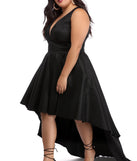 Plus Selena Taffeta High Low Dress provides gorgeous formal dress style to feel beautiful for Homecoming 2023, Bridesmaids, Wedding Guests, Winter Formal Dance, Military Balls, and Prom.