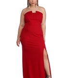 Plus Katlyn Strapless Crepe Dress provides gorgeous formal dress style to feel beautiful for Homecoming 2023, Bridesmaids, Wedding Guests, Winter Formal Dance, Military Balls, and Prom.