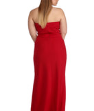 Plus Katlyn Strapless Crepe Dress provides gorgeous formal dress style to feel beautiful for Homecoming 2023, Bridesmaids, Wedding Guests, Winter Formal Dance, Military Balls, and Prom.
