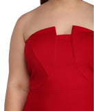 Plus Katlyn Strapless Crepe Dress provides gorgeous formal dress style to feel beautiful for Homecoming 2023, Bridesmaids, Wedding Guests, Winter Formal Dance, Military Balls, and Prom.