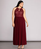 Plus Beth Formal Lace Dress provides gorgeous formal dress style to feel beautiful for Homecoming 2023, Bridesmaids, Wedding Guests, Winter Formal Dance, Military Balls, and Prom.