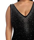 Plus Leanna Formal Heat Stone Dress provides gorgeous formal dress style to feel beautiful for Homecoming 2023, Bridesmaids, Wedding Guests, Winter Formal Dance, Military Balls, and Prom.