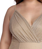 Plus Corinne Sparkle Lurex Dress provides gorgeous formal dress style to feel beautiful for Homecoming 2023, Bridesmaids, Wedding Guests, Winter Formal Dance, Military Balls, and Prom.