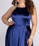 Plus Gabrielle Formal High Slit Satin Dress provides gorgeous formal dress style to feel beautiful for Homecoming 2023, Bridesmaids, Wedding Guests, Winter Formal Dance, Military Balls, and Prom.