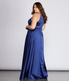 Plus Gabrielle Formal High Slit Satin Dress provides gorgeous formal dress style to feel beautiful for Homecoming 2023, Bridesmaids, Wedding Guests, Winter Formal Dance, Military Balls, and Prom.