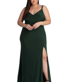Plus Addie Formal High Slit Dress provides gorgeous formal dress style to feel beautiful for Homecoming 2023, Bridesmaids, Wedding Guests, Winter Formal Dance, Military Balls, and Prom.
