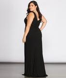 Plus Kaitlyn Formal High Slit Dress provides gorgeous formal dress style to feel beautiful for Homecoming 2023, Bridesmaids, Wedding Guests, Winter Formal Dance, Military Balls, and Prom.