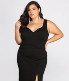 Plus Kaitlyn Formal High Slit Dress provides gorgeous formal dress style to feel beautiful for Homecoming 2023, Bridesmaids, Wedding Guests, Winter Formal Dance, Military Balls, and Prom.