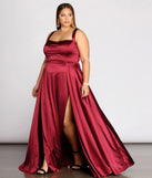 Plus Eve Double Slit Formal Dress provides gorgeous formal dress style to feel beautiful for Homecoming 2023, Bridesmaids, Wedding Guests, Winter Formal Dance, Military Balls, and Prom.