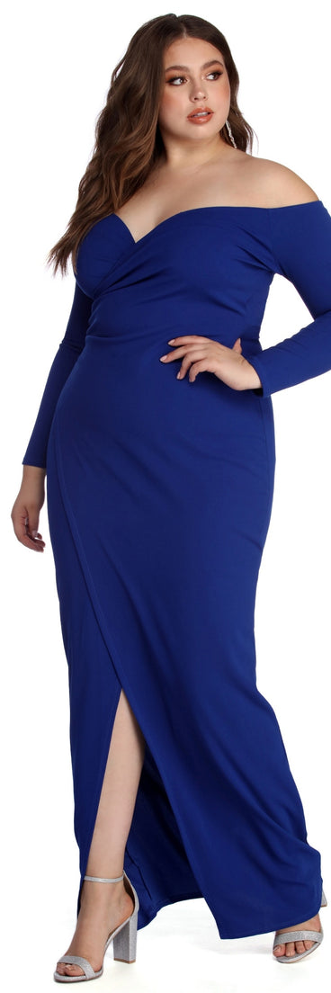 Plus Dianna Evening Wrap Dress provides gorgeous formal dress style to feel beautiful for Homecoming 2023, Bridesmaids, Wedding Guests, Winter Formal Dance, Military Balls, and Prom.