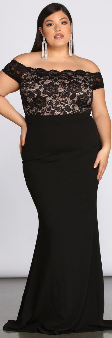 Plus Layla Formal Lace Dress is a stunning choice for a bridesmaid dress or maid of honor dress, and to feel beautiful at Homecoming 2023, fall or winter weddings, formals, & military balls!
