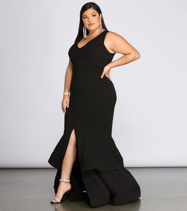 Plus Sandra Glitter Ruffle Dress