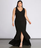 Plus Sandra Glitter Ruffle Dress provides gorgeous formal dress style to feel beautiful for Homecoming 2023, Bridesmaids, Wedding Guests, Winter Formal Dance, Military Balls, and Prom.