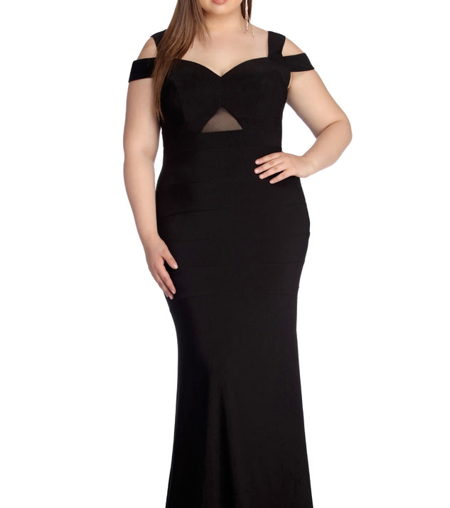Plus Kathy Formal Off The Shoulder Bandage Dress provides gorgeous formal dress style to feel beautiful for Homecoming 2023, Bridesmaids, Wedding Guests, Winter Formal Dance, Military Balls, and Prom.