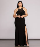 Plus Kacey Formal Heat Stone Dress is a stunning choice for a bridesmaid dress or maid of honor dress, and to feel beautiful at Homecoming 2023, fall or winter weddings, formals, & military balls!
