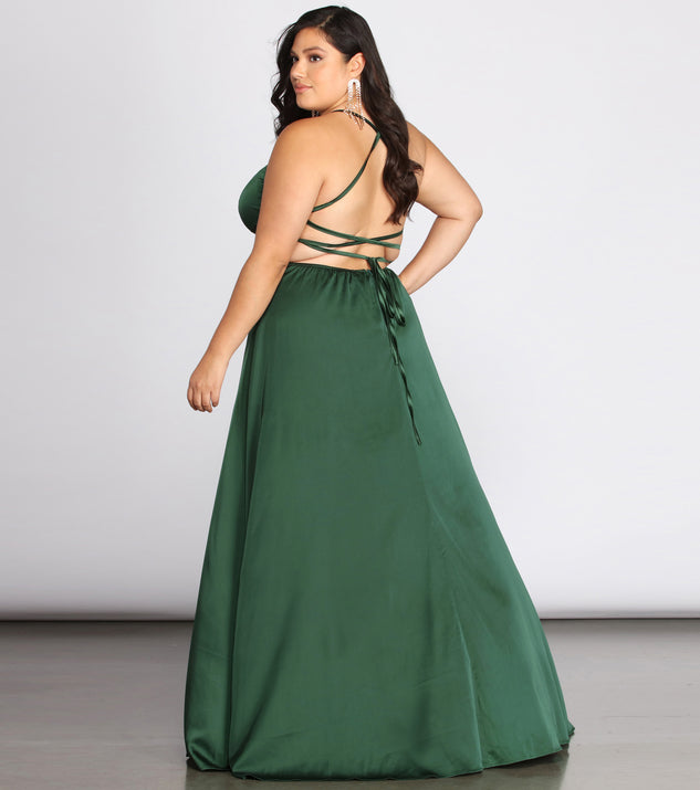 Plus Vera Satin Lace Up Formal Dress | Windsor Plus Vera Satin Lace Up Formal Dress | Windsor