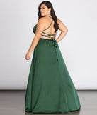 Plus Vera Satin Lace Up Formal Dress provides gorgeous formal dress style to feel beautiful for Homecoming 2023, Bridesmaids, Wedding Guests, Winter Formal Dance, Military Balls, and Prom.