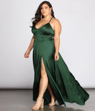 Plus Vera Satin Lace Up Formal Dress provides gorgeous formal dress style to feel beautiful for Homecoming 2023, Bridesmaids, Wedding Guests, Winter Formal Dance, Military Balls, and Prom.
