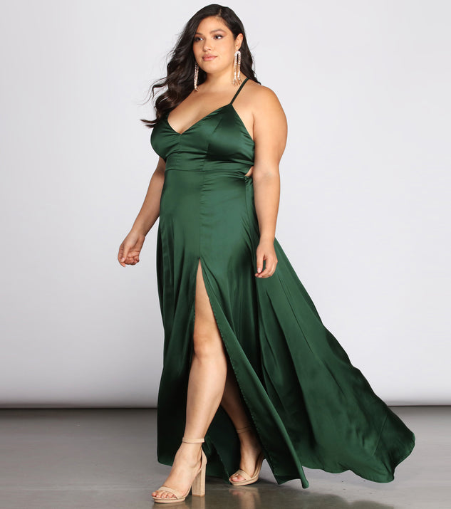 Plus Vera Satin Lace Up Formal Dress | Windsor Plus Vera Satin Lace Up Formal Dress | Windsor
