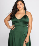 Plus Vera Satin Lace Up Formal Dress provides gorgeous formal dress style to feel beautiful for Homecoming 2023, Bridesmaids, Wedding Guests, Winter Formal Dance, Military Balls, and Prom.