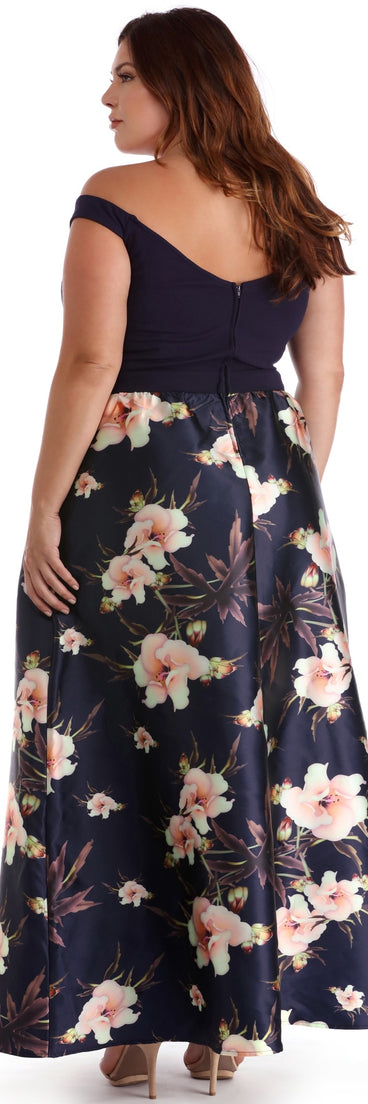 Plus Estella Stargazer Lily Gown provides gorgeous formal dress style to feel beautiful for Homecoming 2023, Bridesmaids, Wedding Guests, Winter Formal Dance, Military Balls, and Prom.