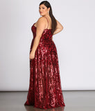 Plus Juliet Formal Sequin Scroll Dress provides gorgeous formal dress style to feel beautiful for Homecoming 2023, Bridesmaids, Wedding Guests, Winter Formal Dance, Military Balls, and Prom.