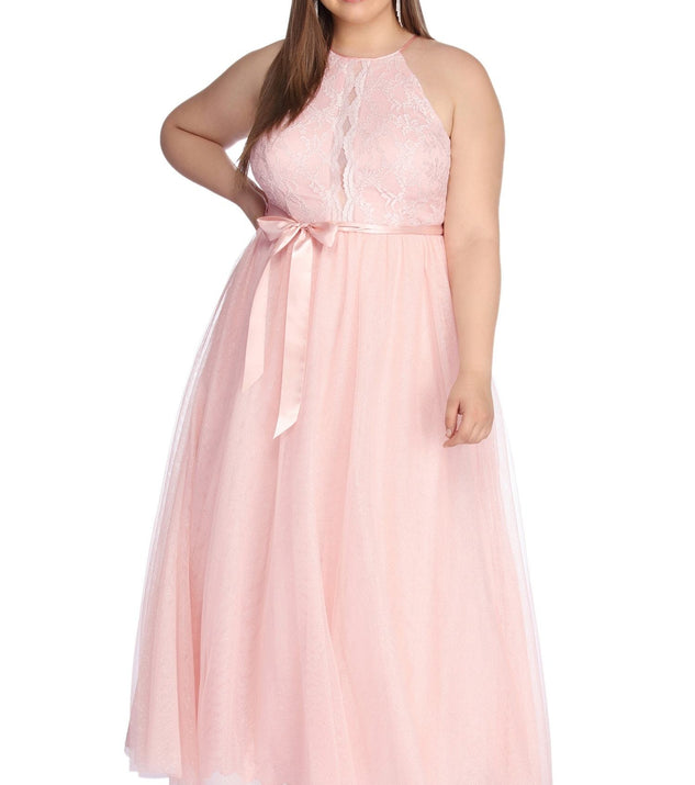 Plus Guinevere Formal Lace Dress provides gorgeous formal dress style to feel beautiful for Homecoming 2023, Bridesmaids, Wedding Guests, Winter Formal Dance, Military Balls, and Prom.