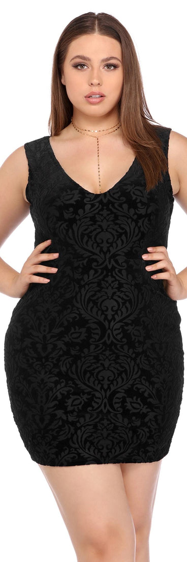 Plus Flocked Velvet Dress
