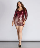 Plus Ombre Sequin Dress provides gorgeous formal dress style to feel beautiful for Homecoming 2023, Bridesmaids, Wedding Guests, Winter Formal Dance, Military Balls, and Prom.