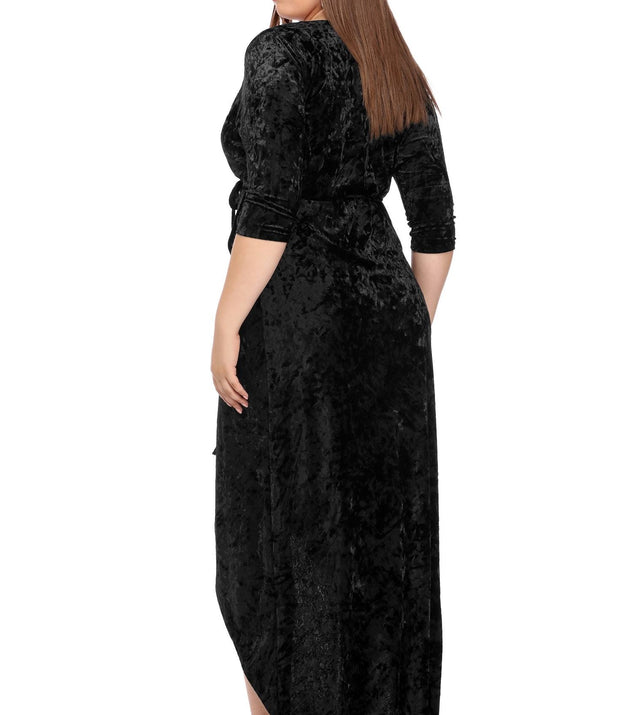 Plus Velvet Wrap Dress