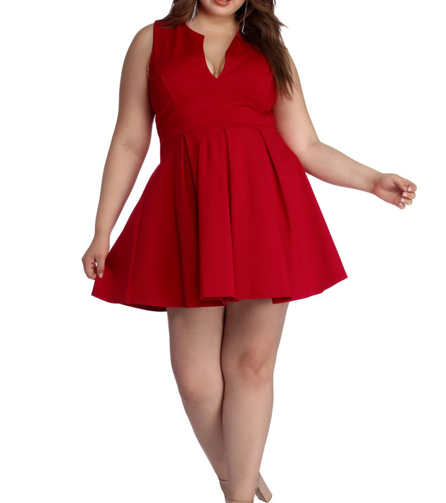 Plus Pretty And Pleated Skater Dress creates the perfect spring wedding guest dress or cocktail attire with stylish details in the latest trends for 2023!