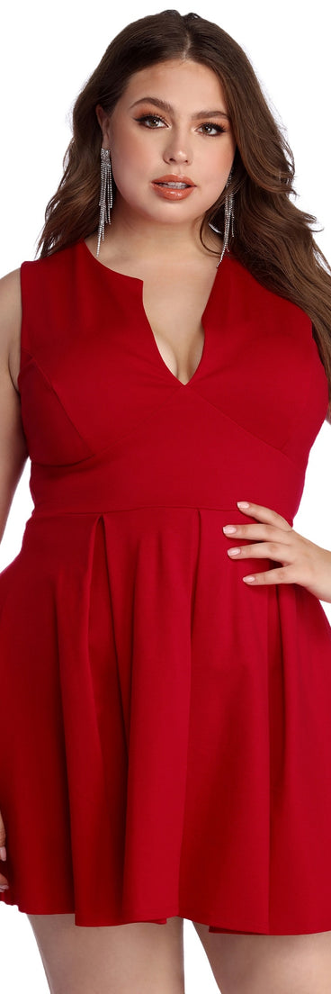 Plus Pretty And Pleated Skater Dress creates the perfect spring wedding guest dress or cocktail attire with stylish details in the latest trends for 2023!