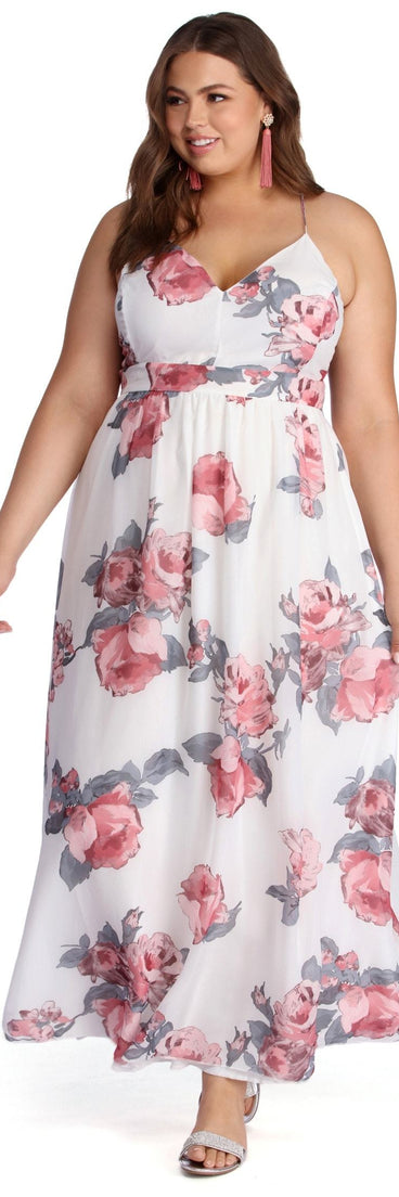 Plus Chiffon Beauty Maxi Dress is a stunning choice for a bridesmaid dress or maid of honor dress, and to feel beautiful at Homecoming 2023, fall or winter weddings, formals, & military balls!