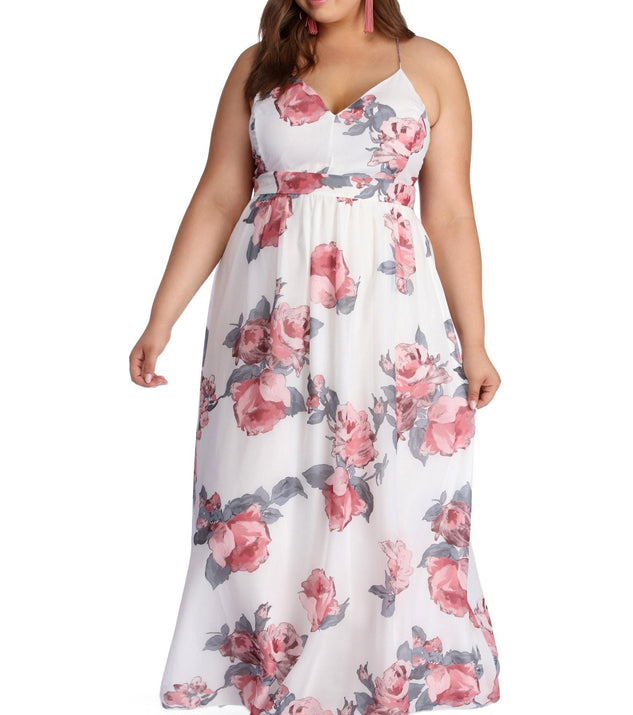 Plus Chiffon Beauty Maxi Dress is a stunning choice for a bridesmaid dress or maid of honor dress, and to feel beautiful at Homecoming 2023, fall or winter weddings, formals, & military balls!