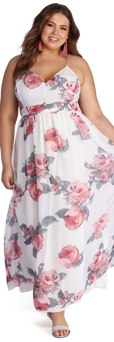Plus Chiffon Beauty Maxi Dress is a stunning choice for a bridesmaid dress or maid of honor dress, and to feel beautiful at Homecoming 2023, fall or winter weddings, formals, & military balls!