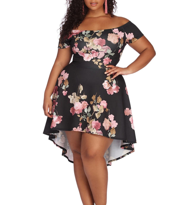 plus size floral skater dress Plus Size Floral Wrap Skater Dress