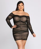 You’ll make a statement in Plus Ruche AF Mini Dress as an NYE club dress, a tight dress for holiday parties, sexy clubwear, or a sultry bodycon dress for that fitted silhouette.